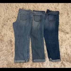 Size 14 Gap Cropped Blue Jeans Lot of 3